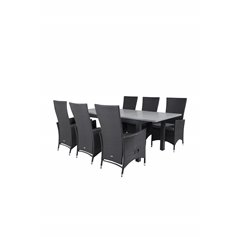 Albany Table - 152/210 - Black/Grey+Padova Chair (Recliner) - Black/Grey_6