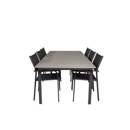 Levels Table 229/310 - Black/Grey, Santorini Arm Chair (Stackable) - Black alu / Black Textilene_6