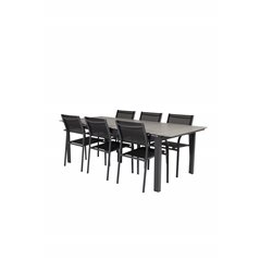 Level table 229/310 - Sort / Grå, San torini Arm Chair (stabelbar) - Sort alu / Sort Textilene_6