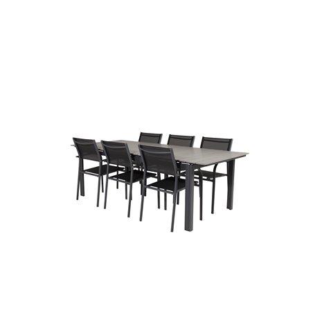 Level table 229/310 - Sort / Grå, San torini Arm Chair (stabelbar) - Sort alu / Sort Textilene_6