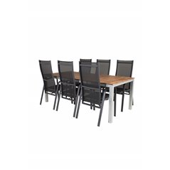 Zenia Dining Table 200*100 - Acacia / Zink, Copacabana Recliner Chair - Black/Black_6