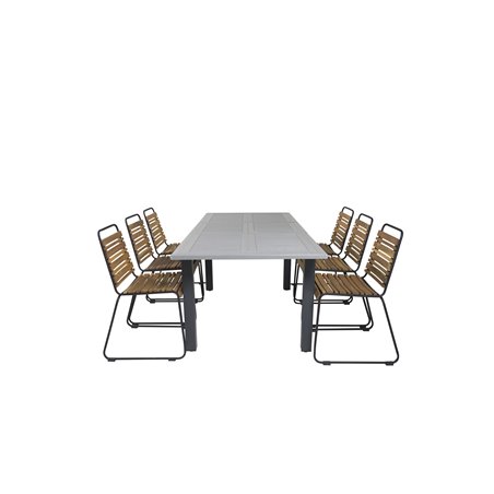 Albany Table - 160/240 - Black/Grey, Bois Dining Chair - Black Alu / Acacia_6