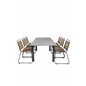 Albany Table - 160/240 - Black/Grey, Bois Dining Chair - Black Alu / Acacia