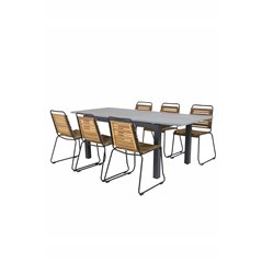 Albany Table - 160/240 - Black/Grey, Bois Dining Chair - Black Alu / Acacia_6