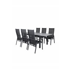 Albany Table - 160/240 - Black/Grey, Copacabana Recliner Chair - Black/Black_6