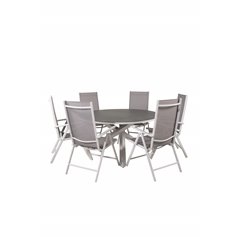 Copacabana Table ø 140 - White/Grey, Break 5:pos Chair - White/Grey_6