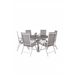 Copacabana Table ø 140 - White/Grey, Break 5:pos Chair - White/Grey_6