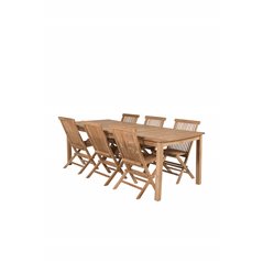 Kenya Dining Table 220*100*H76 - Teak, Kenya Folding Chair w/o Armrest - Teak_6