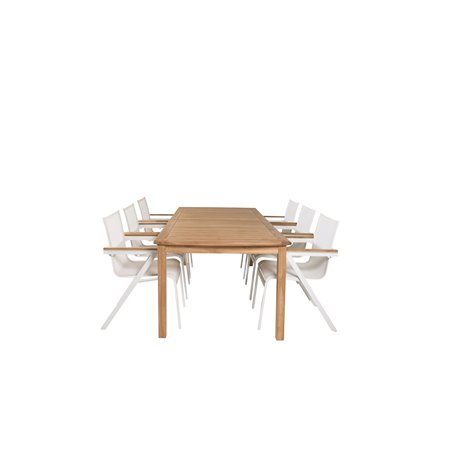 Kenya Dining Table 220*100*H76 - Teak, Mexico Chair - White/Teak_6