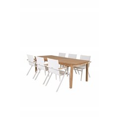 Kenya Dining Table 220*100*H76 - Teak, Mexico Chair - White/Teak_6