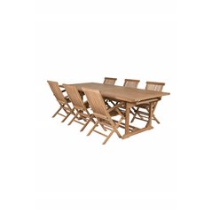 Kenya Dining Table 195/295*110*H75 - Teak, Kenya Folding Chair - With Armrest - Teak_6