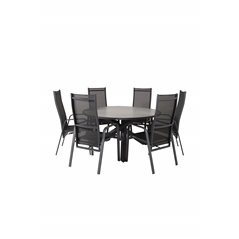 Parma - Table ø 140 - Black Alu /Grey Aintwood, Copacabana Recliner Chair - Black/Black_6