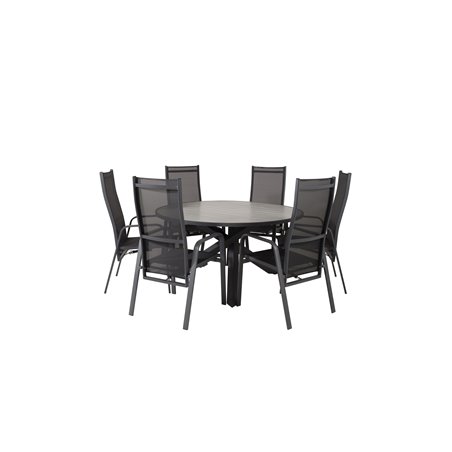 Parma - Table ø 140 - Black Alu /Grey Aintwood, Copacabana Recliner Chair - Black/Black_6