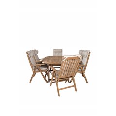 Kenya Oval Dining Table 180/240*120*H75 -Teak, Kenya 5-position Folding Chair - Teak_6