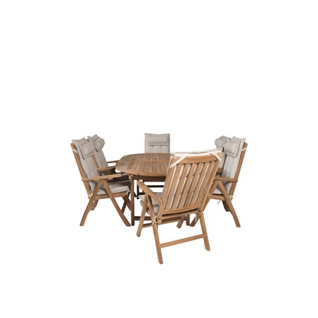 Kenya Oval Dining Table 180/240*120*H75 -Teak, Kenya 5-position Folding Chair - Teak_6