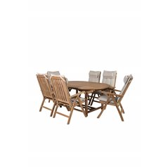 Kenya Oval Dining Table 180/240*120*H75 -Teak, Kenya 5-position Folding Chair - Teak_6