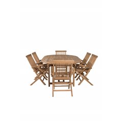 Kenya Oval -ruokapöytä 180/240*120*H75-Teak Kenia Folding Tuoli - With Armrest - Teak_6