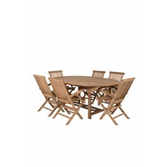 Kenya Oval Dining Table 180/240*120*H75 -Teak, Kenya Folding Chair - With Armrest - Teak_6