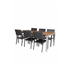 Zenia Dining Table 200*100 - Acacia/Zink, Levels Chair (pinottavissa) - Black Alu / Black Aintwood