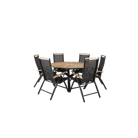 Mexico Table ø 140 - Black/Teak, Panama 5:pos Chair - Black/Black_6