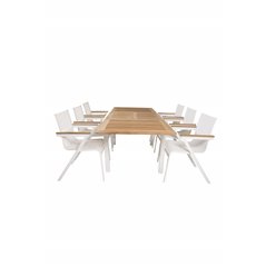 Panama Table 160/240 - White/Teak, Mexico Chair - White/Teak_6