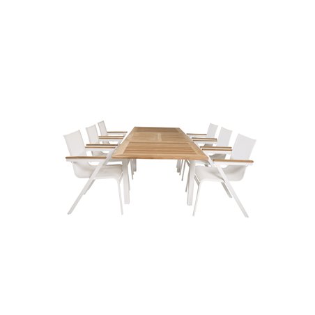 Panama Table 160/240 - Valkoinen/Teak, Meksikon tuoli - Valkoinen/Teak_6