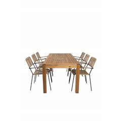 Little John Dining Table - 200*90*H76 - Acacia, Lindos - Armchair - Black Alu / Latte Rope_6