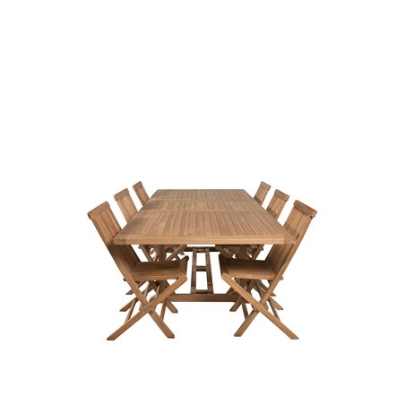 Kenya Dining Table 195/295*110*H75 - Teak, Kenya Folding Chair w/o Armrest - Teak_6