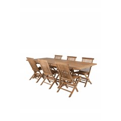 Kenya Dining Table 195/295 *110*H75 - Teak, Kenya Folding Chair W/o Armrest - Teak_6