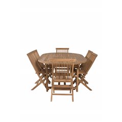 Kenya Oval Dining Table 180/240*120*H75 -Teak, Kenya Folding Chair w/o Armrest - Teak_6