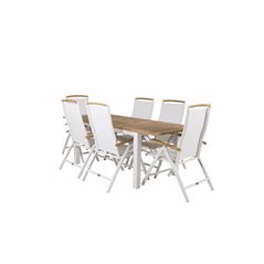 Panama - Table - 152/210*90 - Vit Alu/Teak, Panama 5:pos Chair - White/Teak_6