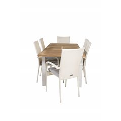 Panama - Table - 152/210*90 - Vit Alu/Teak, Anna Chair - White_6