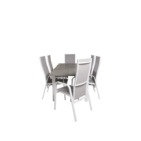 Albany Table - 152/210 - White/Grey, Copacabana Recliner Chair - White/Grey_6