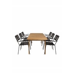 Marion Dining Table - 180*90*H74 - Acacia, Lindos Armchair - Black Alu / Black Rope_6