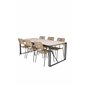 Texas Dining Table 200*100 - Black Alu / Teak / Harmaa suihkukivi, Lindos - Armchair - Black Alu / Latte Rope_6