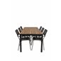 Bois matbord 205 * 90cm - svarta ben / akacia, lindos fåtölj - svart Aluminium / svart rep_6
