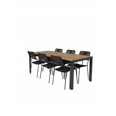 Bois Dining table 205*90cm - Black Legs / Acacia , Lindos Armchair - Black Alu / Black Rope_6