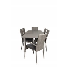 Albany Table - 160/240 - White/GreyAnna Chair - Grey_6