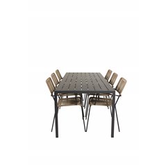 Break Table 205*90 – Black/Black, Lindos – Black Alu / Latte Rope