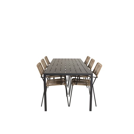 Break Table 205*90 – Black/Black, Lindos – Black Alu / Latte Rope