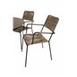 Llama Round Dining Table 120 - Black Alu / Brown HPL, Lindos - Armchair - Black Alu / Latte Rope