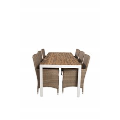 Bois Dining Table 205*90cm – White Alu / Acacia, Malin Armchair Nature//Sand_6