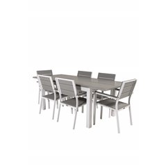 Albany Table - 152/210 - White/Grey, Levels Chair (stackable) - White Alu / Grey Aintwood_6