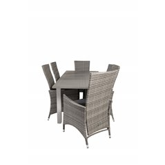 Albany Table - 152/210 - White/Grey, Padova Chair (Recliner) - Grey/Grey_6