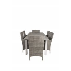 Albany Table - 152/210 - White/GreyMalin Armchair - Grey/Grey_6