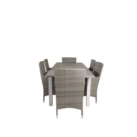 Albany Table - 152/210 - White/GreyMalin Armchair - Grey/Grey_6