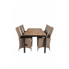 Bois Dining table 205*90cm - Black Legs / Acacia , Padova Chair (Recliner) - Nature/Nature_6