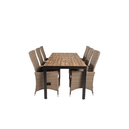 Bois Dining table 205*90cm - Black Legs / Acacia , Padova Chair (Recliner) - Nature/Nature_6