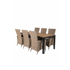 Bois matbord 205 * 90cm - svarta ben / akacia, padova stol (vilstol) - natur / natur_6