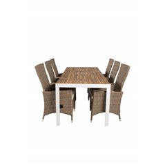 Bois Dining table 205*90cm - White Alu / Acacia , Padova Chair (Recliner) - Nature/Nature_6